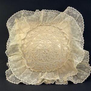 Vintage Ivory Lace Boudoir Pillow w Insert Victorian Romantic Cottagecore